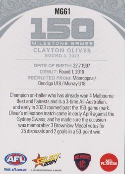2024 Select AFL Footy Stars - Milestone Games #MG61 Clayton Oliver Back